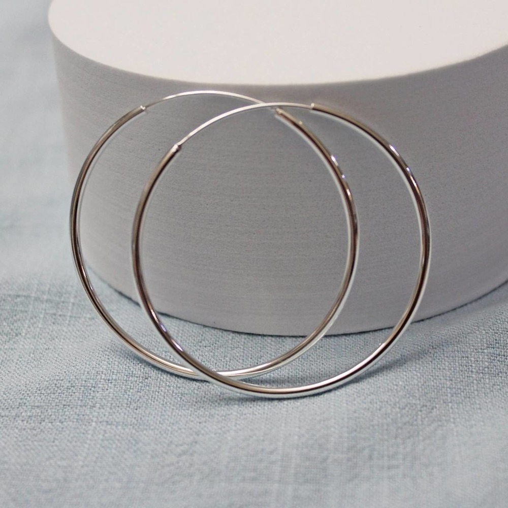 New Large 2 Inch Wide 925 Silver Hoop Earrings E48